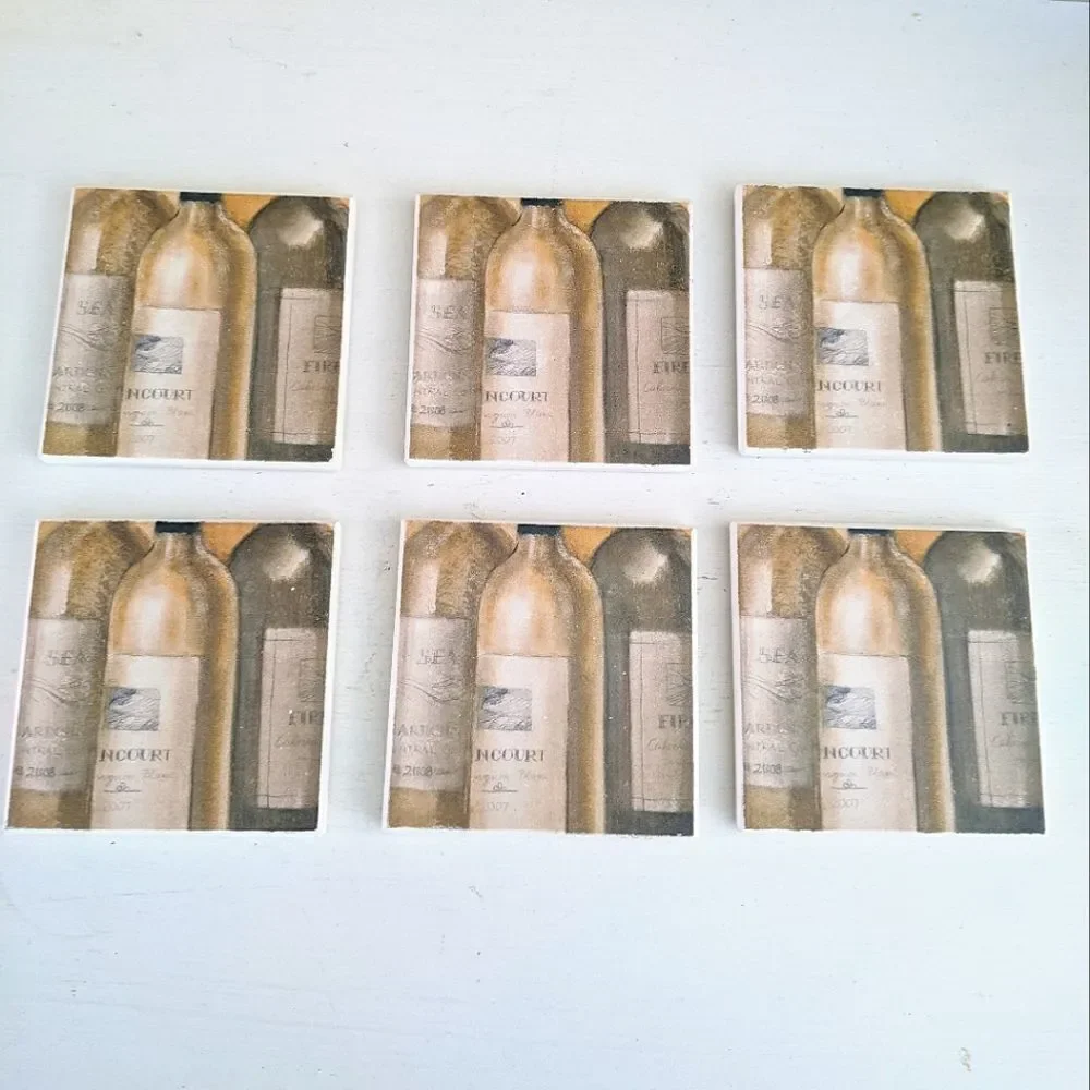 Cork-Bottomed Beverage Coasters Set Of Six (6)